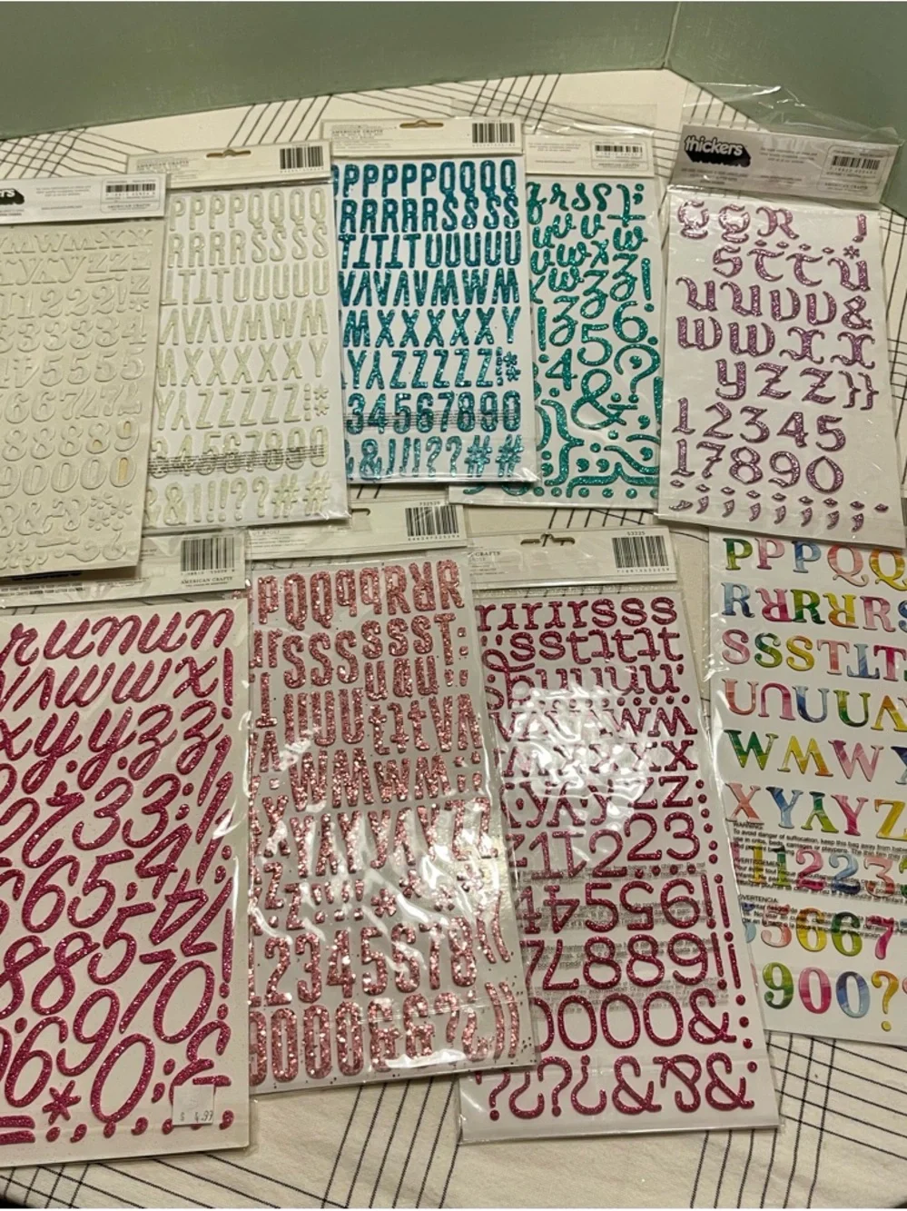 AMERICAN CRAFTS THICKERS Glitter Alphabet & Phrase Stickers - MULTI COLOR NEW